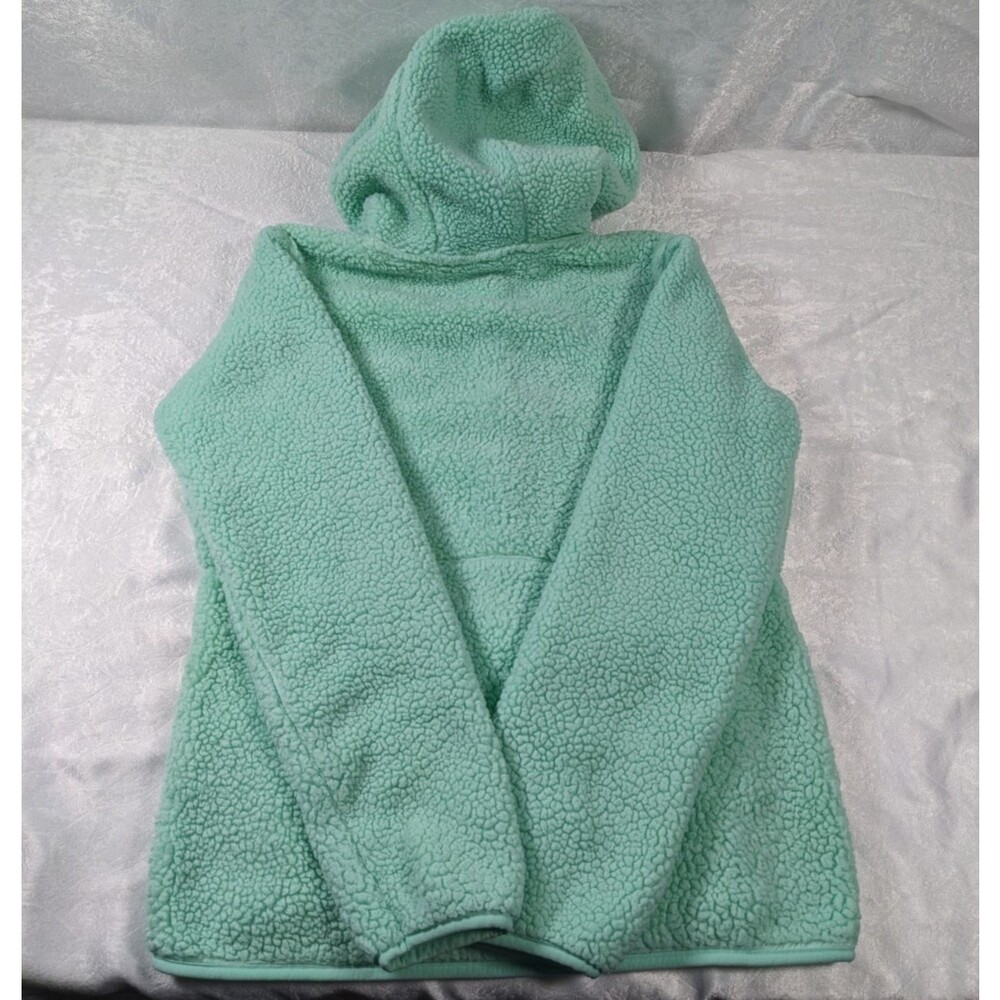 Reebok Girls L 14/16 Mint Green Sherpa Fleece Hooded Full Zip Jacket Pockets - Picture 2 of 8